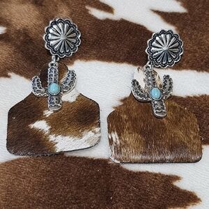 Cow tags farm earrings - NWT